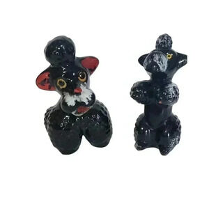 Vintage‎ Redware poodle figurines set of two french poodle